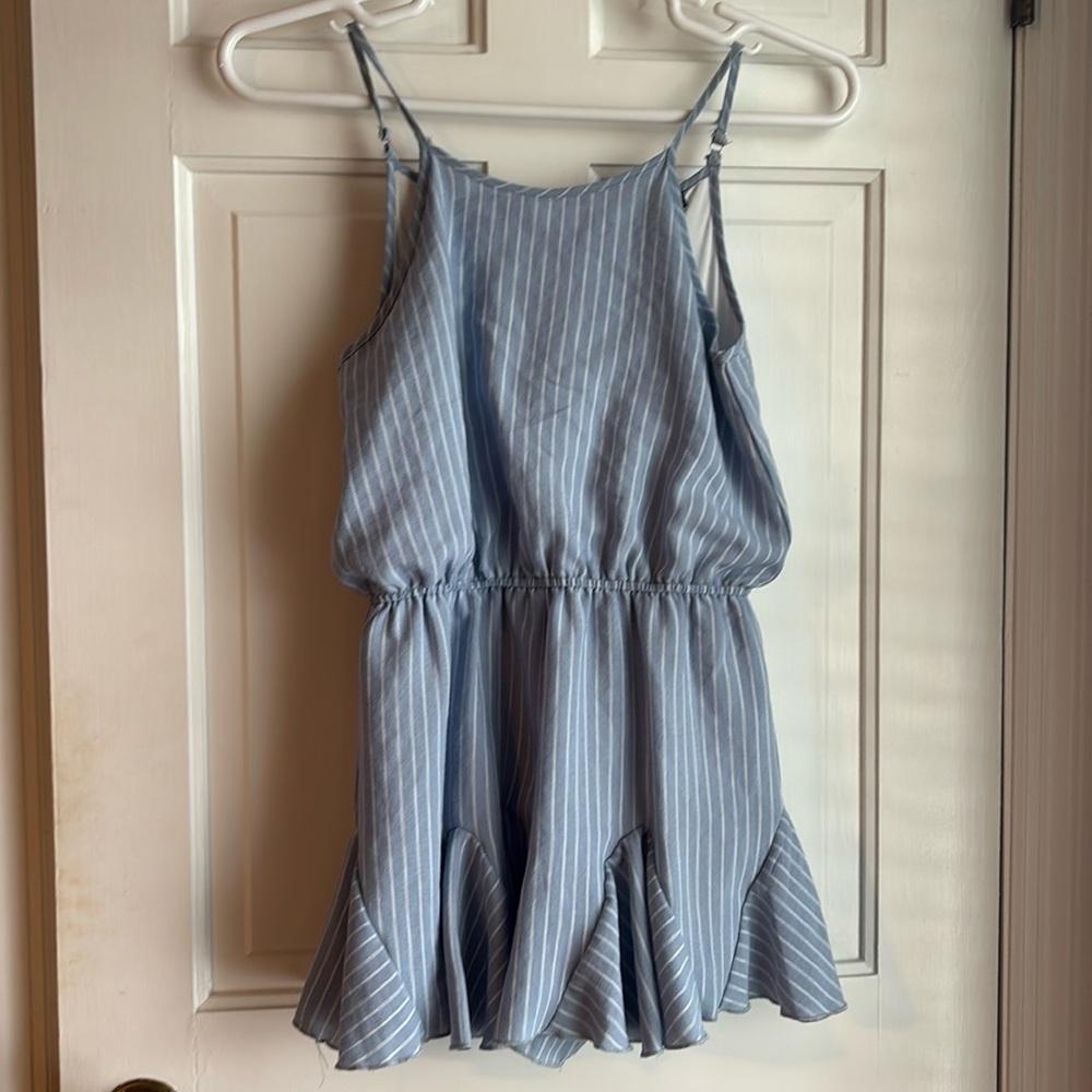 EUC Truly Me by Sara Sara Girls romper. Blue with white stripes. Size 14